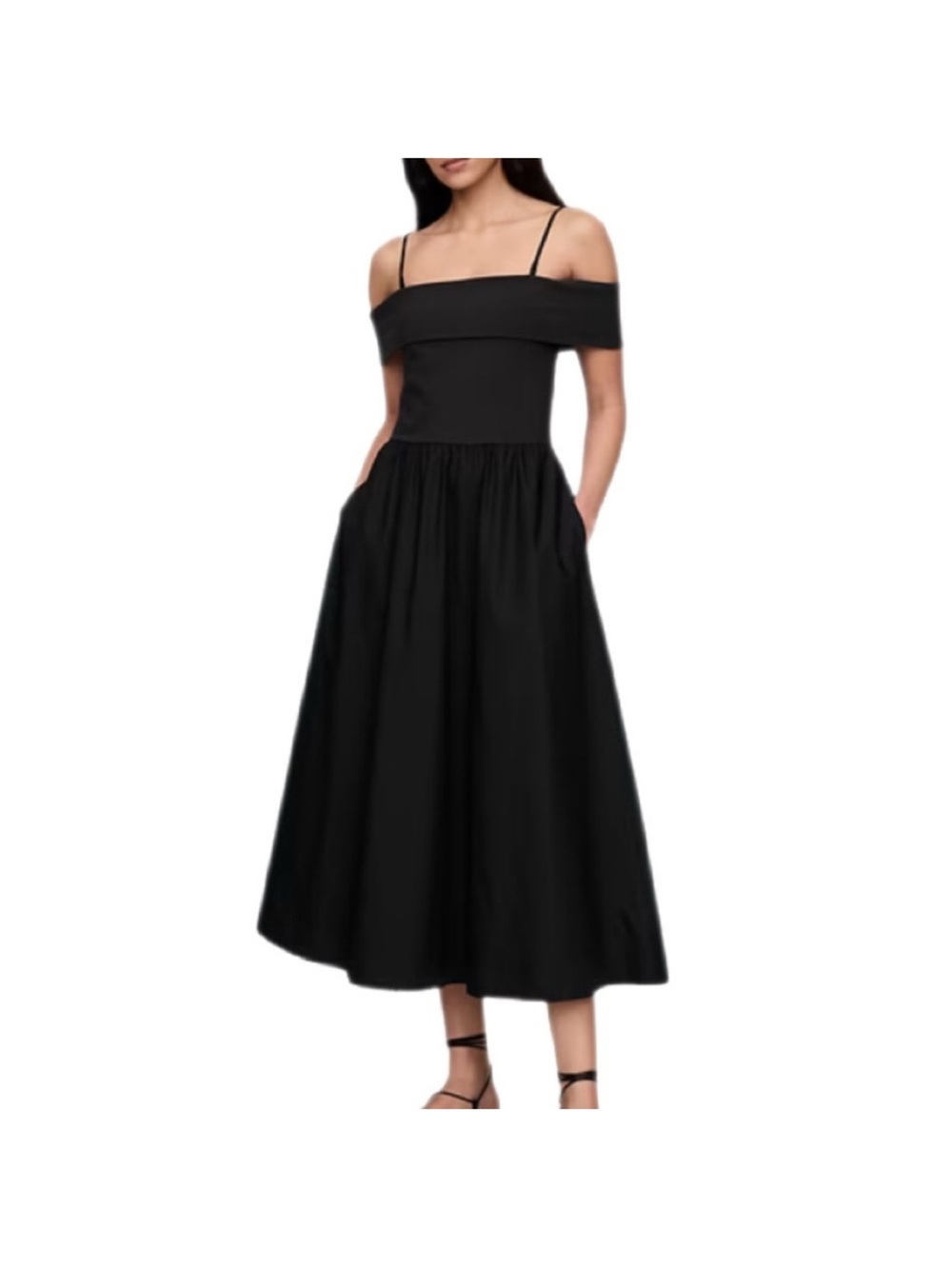 GAP Black Off-the-Shoulder Midi Dress NWOT